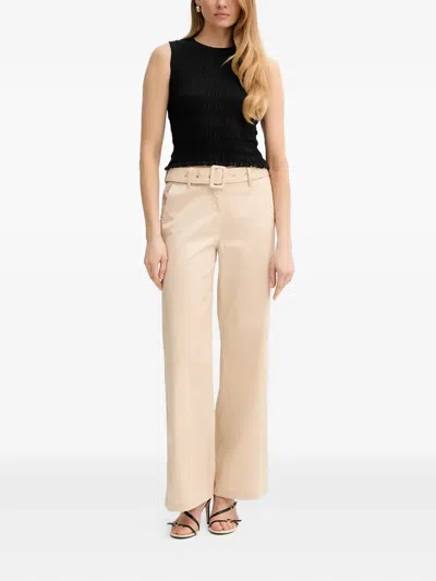 Guess Usa Belted Trousers In Neutral