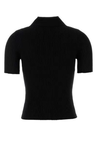Courrèges Courreges Black Viscose Blend Polo Shirt Women In Black