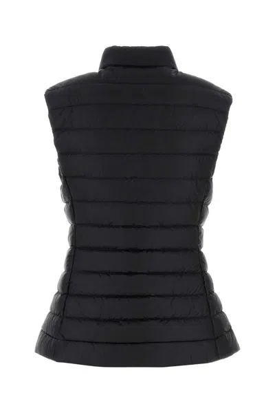 Moncler Quilted Black Vest With High Collar And Fitted Silhouette In Black