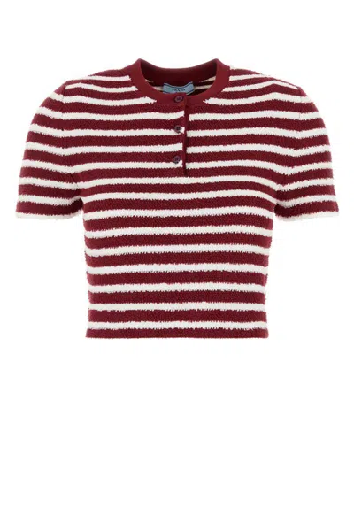 Prada Embroidered Terry Fabric Polo Shirt In Multi
