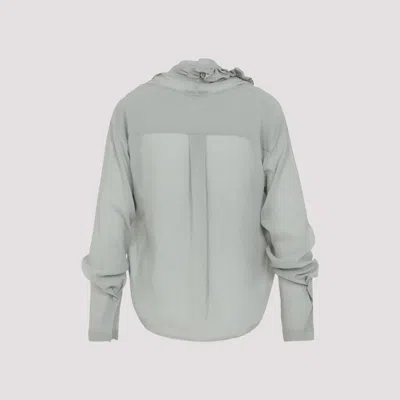 Alberta Ferretti Loose-fitting Grey Shirt With Ruffled Trim In Gray