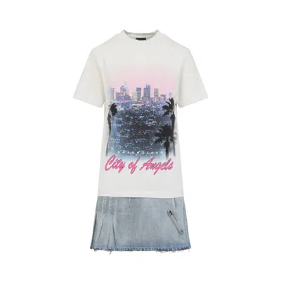 Balenciaga Layered Mini Dress With Denim Skirt Effect In Multi