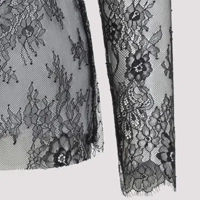 Alberta Ferretti Floral Pattern Lace Ls T-shirt In Gray