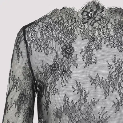 Alberta Ferretti Floral Pattern Lace Ls T-shirt In Gray