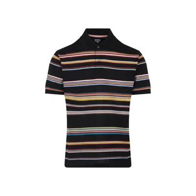 Paul Smith Black 'signature Stripe' Cotton-piqué Polo Shirt In Multi