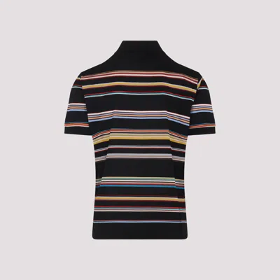 Paul Smith Black 'signature Stripe' Cotton-piqué Polo Shirt In Multi