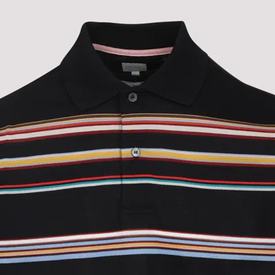 Paul Smith Black 'signature Stripe' Cotton-piqué Polo Shirt In Multi