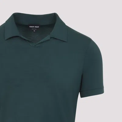 Giorgio Armani Woods Green Viscose Polo With Polo Collar In Green