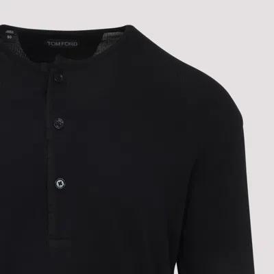 Tom Ford Men Cotton Modal Rib Ls Henley