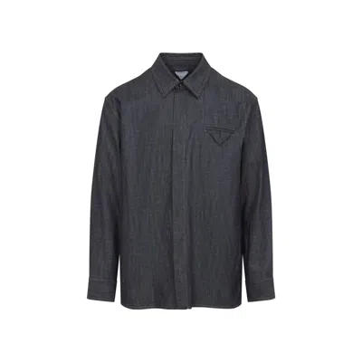 Bottega Veneta Triangle Back Denim Shirt In Black