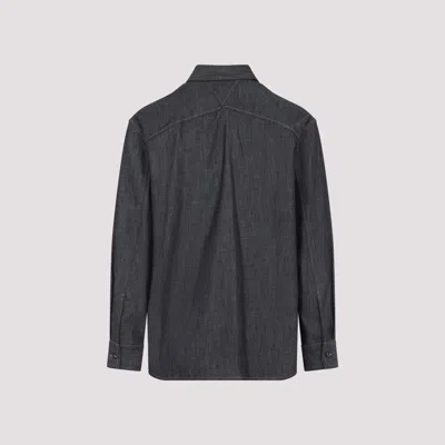 Bottega Veneta Triangle Back Denim Shirt In Black