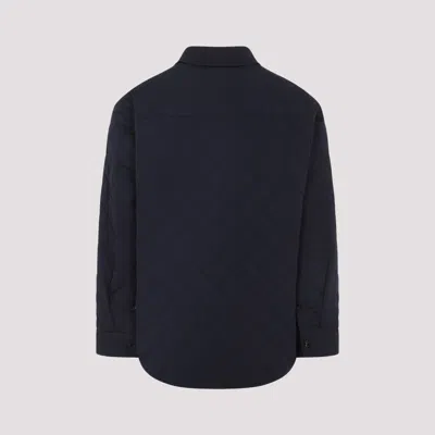 Bottega Veneta Quilted Cotton Overshirt With Front Pocket And Rounded Hem In Blue