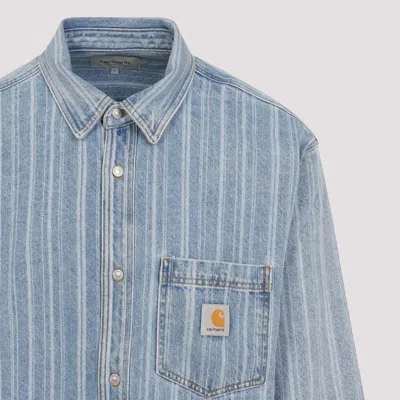 Carhartt Striped Cotton Shirt Jacket With Chest Pocket In Blue
