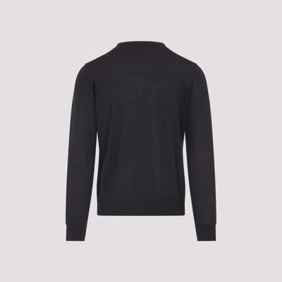 Giorgio Armani Crew Neck Sweater In Virgin Wool In Black