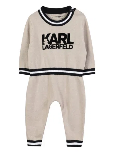 Karl Lagerfeld Logo-detail Long-sleeve Romper In Neutral