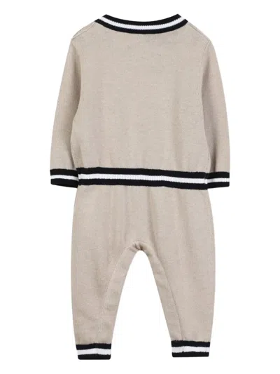 Karl Lagerfeld Logo-detail Long-sleeve Romper In Neutral