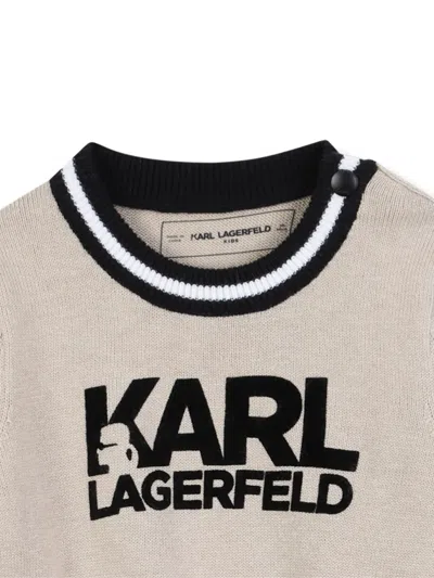 Karl Lagerfeld Logo-detail Long-sleeve Romper In Neutral