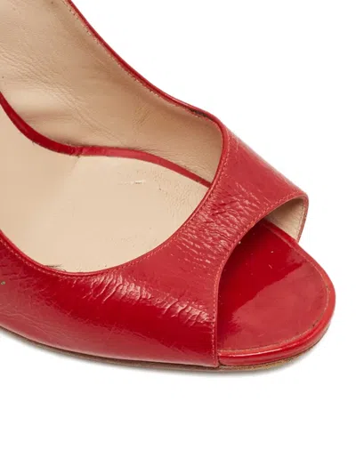 Pre-owned Manolo Blahnik Patent Leather Floral Wedge Sandals