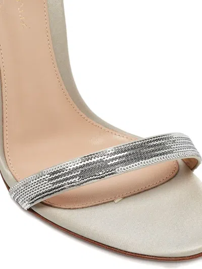 Pre-owned Gianvito Rossi Sequined Ankle-strap Sandals In Silver