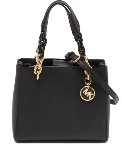 Pre-owned Michael Kors Vintage Chain-detail Leather Tote Bag In Black