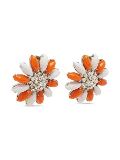 Pre-owned Miu Miu Crystal Flower Earrings