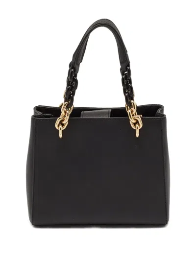 Pre-owned Michael Kors Vintage Chain-detail Leather Tote Bag In Black
