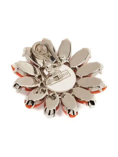 Pre-owned Miu Miu Crystal Flower Earrings