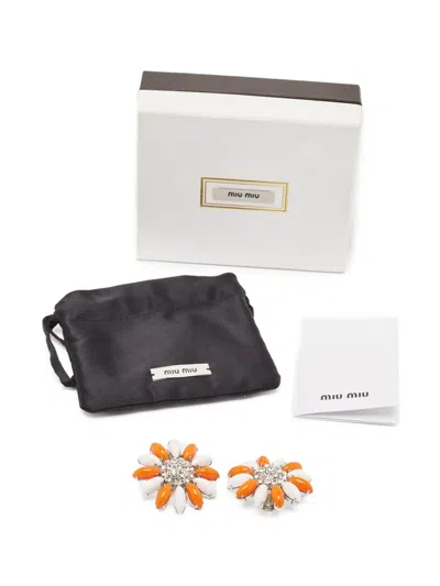 Pre-owned Miu Miu Crystal Flower Earrings