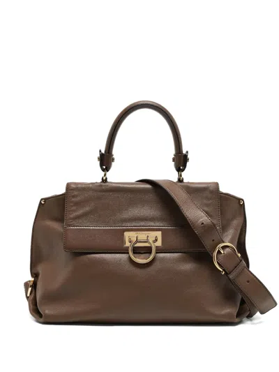 Pre-owned Ferragamo Leather Top-handle Bag In Neutral