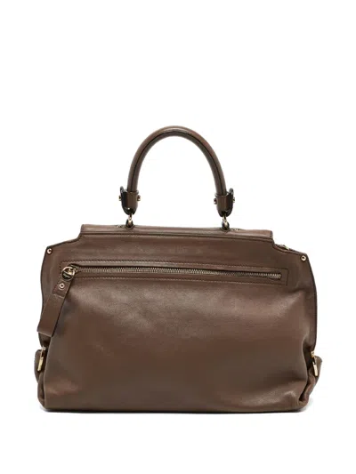 Pre-owned Ferragamo Leather Top-handle Bag In Neutral
