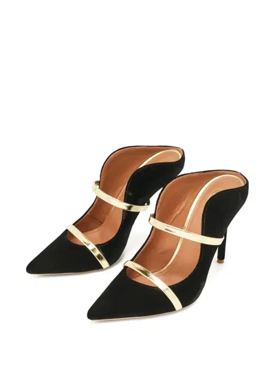 Pre-owned Malone Souliers Velvet Heeled Mules In Black
