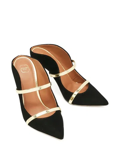Pre-owned Malone Souliers Velvet Heeled Mules In Black