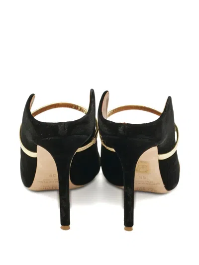 Pre-owned Malone Souliers Velvet Heeled Mules In Black