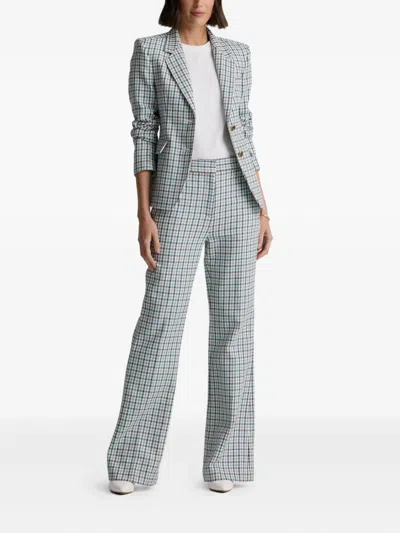 St John Parker Houndstooth Blazer In Blue