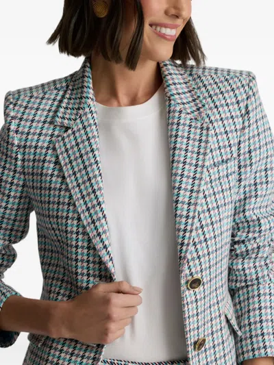 St John Parker Houndstooth Blazer In Blue