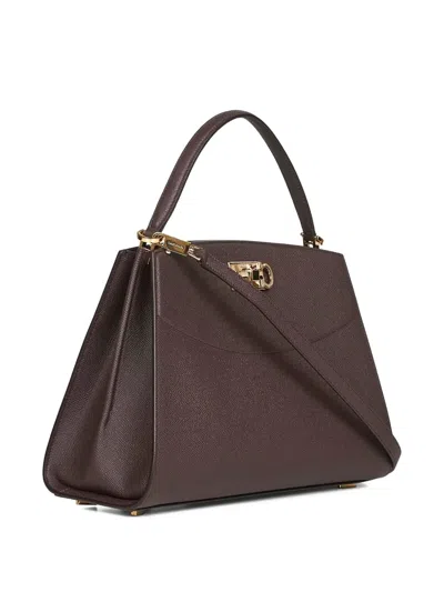 Ferragamo Gancio-clasp Hammered Calfskin Tote Bag In Brown
