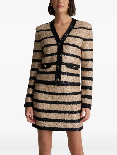 St John Sequin Stripedd Jacket In Neutral