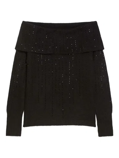 Pennyblack Off-shoulder Sequin-embellished Sweater In Black