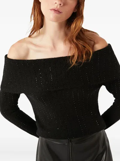 Pennyblack Off-shoulder Sequin-embellished Sweater In Black