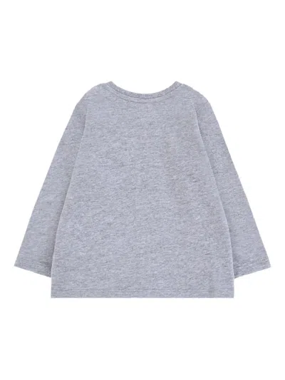 Moschino Bear-logo Long-sleeve T-shirt In Gray