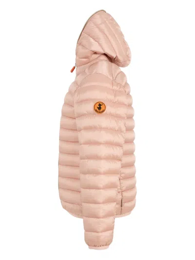 Save The Duck Hooded Quilted Jacket In Pink