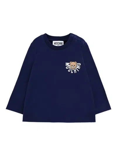 Moschino Bear-print Long-sleeve T-shirt In Blue