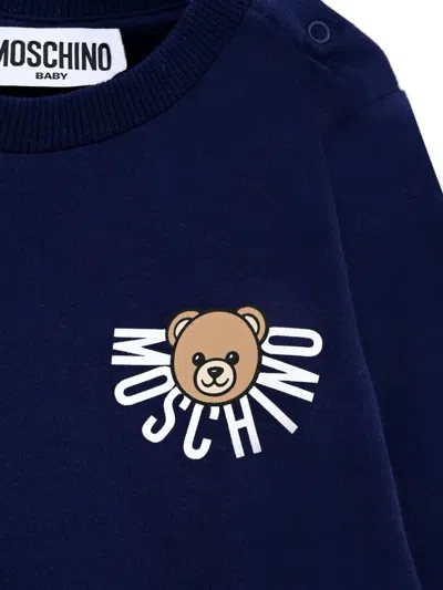 Moschino Bear-print Long-sleeve T-shirt In Blue