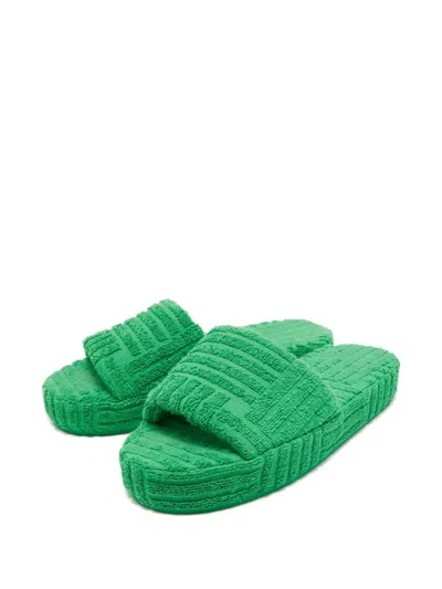Pre-owned Bottega Veneta Platform Textured Slides