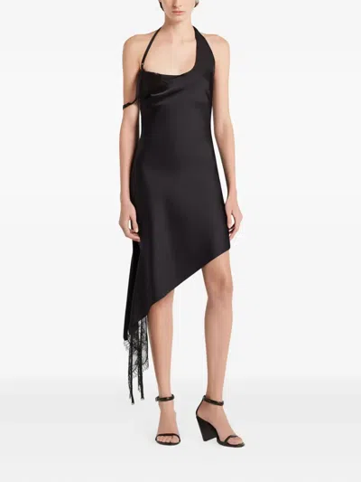 Courrèges Undressed Lace-trimmed Satin Minidress In Black