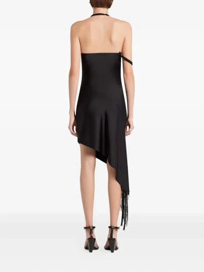 Courrèges Undressed Lace-trimmed Satin Minidress In Black