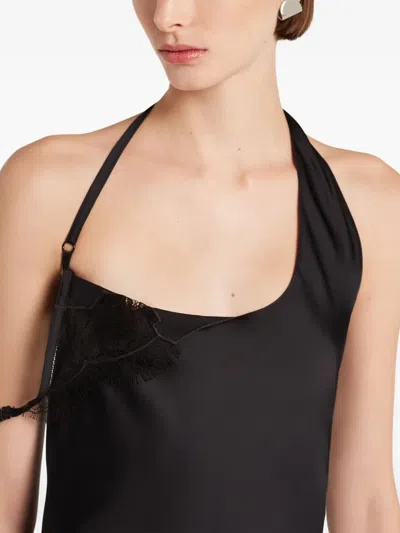 Courrèges Undressed Lace-trimmed Satin Minidress In Black