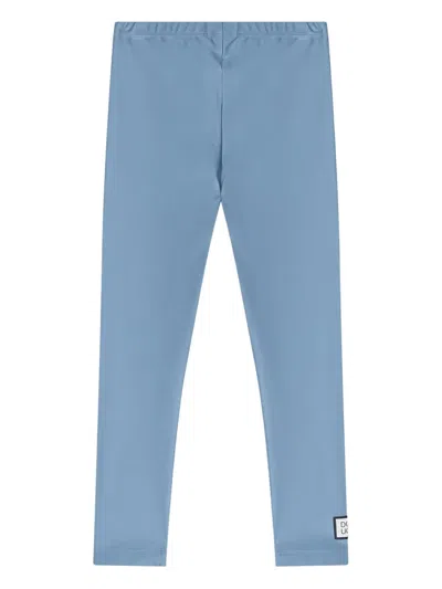 Douuod Light Blue Shiny Nylon-blend Leggings In Blue