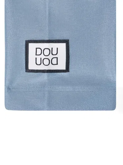 Douuod Light Blue Shiny Nylon-blend Leggings In Blue