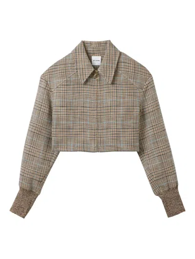 St John Campbell Prince Of Wales Check Zip-front Jacket In Brown